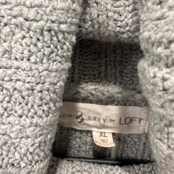 Lou & Grey Cozy Gray Ribbed Turtleneck Sweater Wool Blend XL - Picture 2 of 3